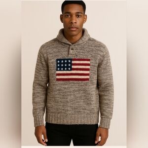 California spirit 1849 American Flag Wool Knit Sweater Size S